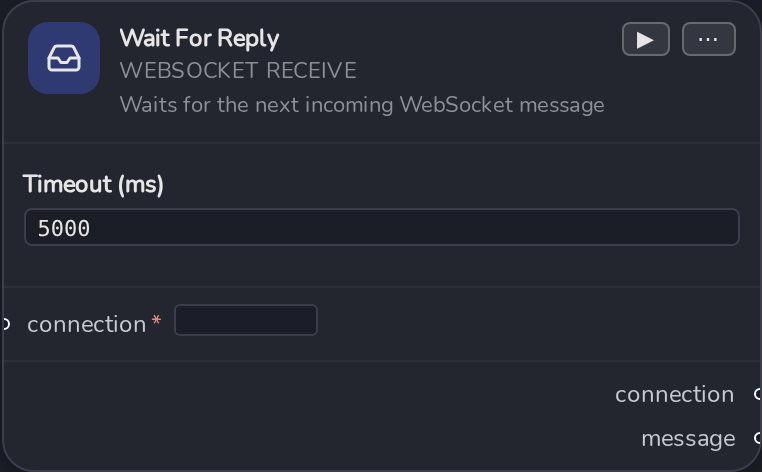 A WebSocket Receive node