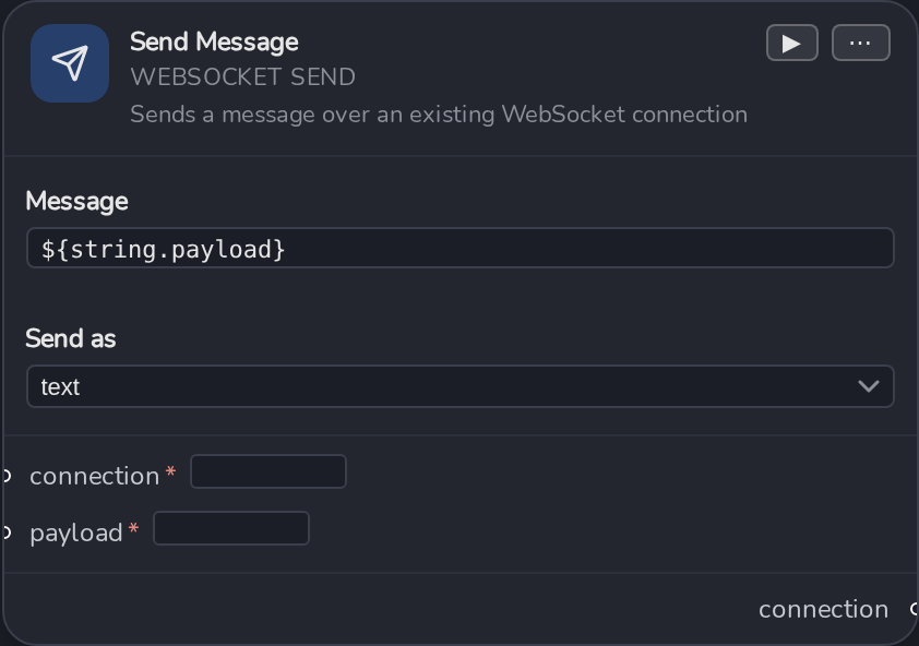 A WebSocket Send node