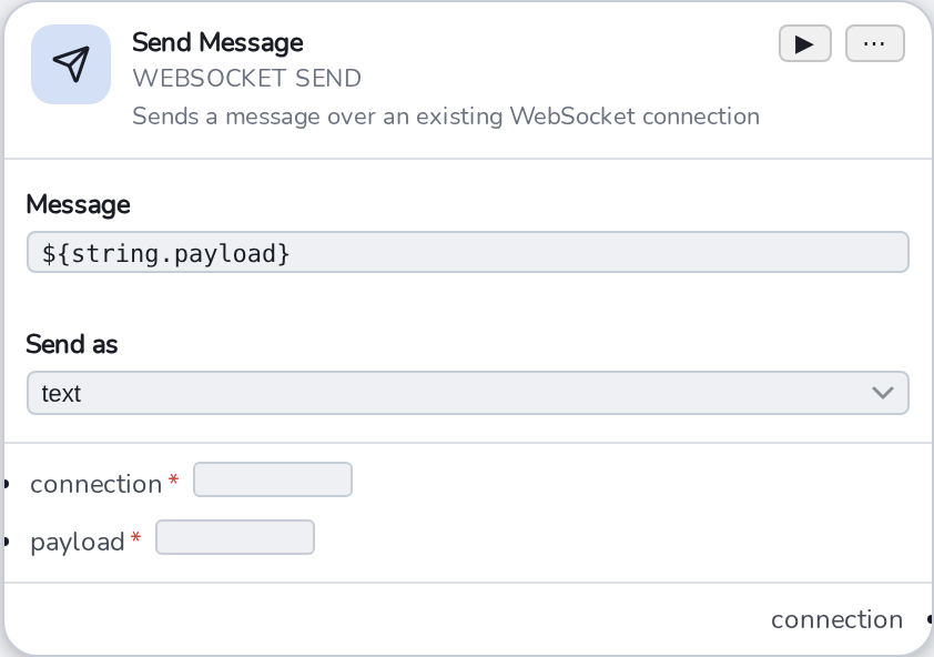 A WebSocket Send node
